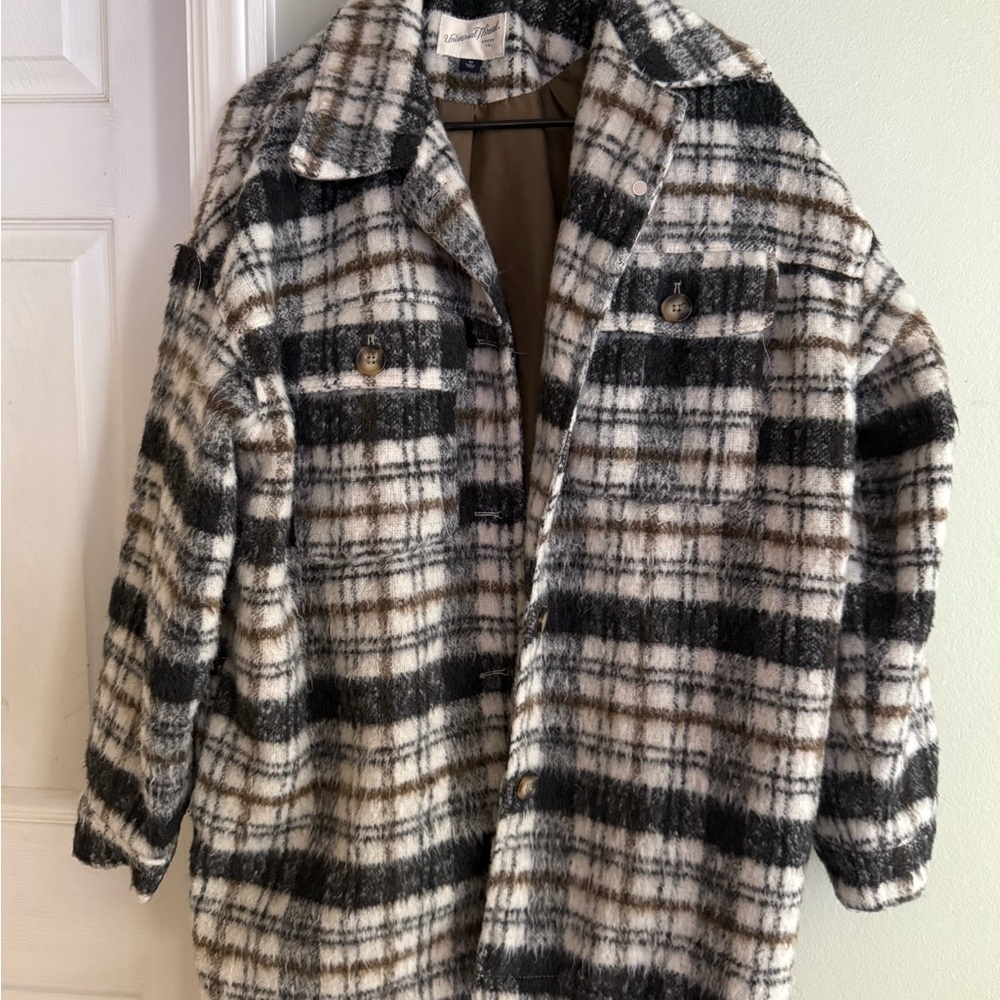 Plaid Wool Blend Coat